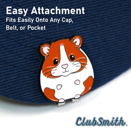 ClubSmith® Animal Golf Ball Marker with Magnetic Hat Clip, Funny Cute Cat & Dog, Premium Alignment Putting Mark, Golf Accessories & Gifts for Men and Women (Chubby Hamster)
