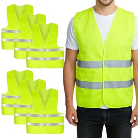 InfiniZer Pack of 6 High Visibility Car Vests, Green High Visibility Reflective Vests for Construction Workers, Drivers and Night, High Visibility Vest for Adults and Children (6, Green)
