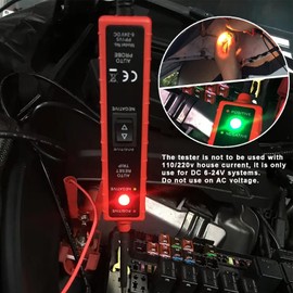 MAEZOE Car Power Circuit Probe Tester, 6-24V DC Circuit Tester, Short Circuit & Polarity Tester with LED & Buzzer Alerts, 13FT Long Test Lead