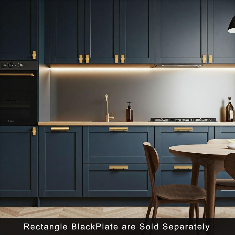 QOGRISUN 5-Pack Solid Brass Cabinet Pulls Back Plates, Rectangle Cabinet
