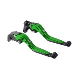 A ABSOPRO Kurze Lange Brems- und Kupplungshebel für Yamaha YZF R1 09-14 6-fach verstellbare Motorrad Lenker Bremshebel Aluminiumlegierung Grüner Griff Schwarzes Ende
