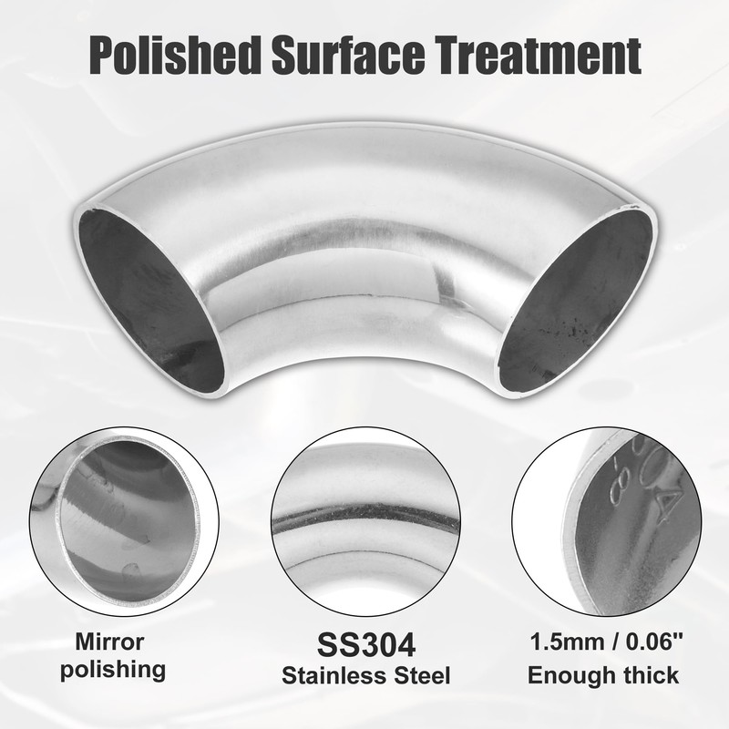 uxcell 4pcs OD 1.75 Inch 90 Degree SS304 Stainless Steel