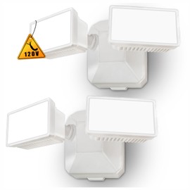 EMANER Exterior Dimmable Security Lights, Switch-Controlled Flood Light, Hardwired 24-Watt (250W Equivalent) Wall Dimmer Change Brightness, 2-Pack