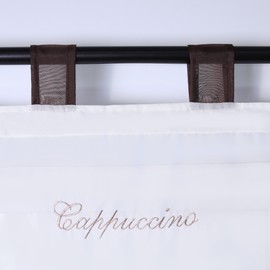 Joyswahl Lena Roman Blind Voile Roman Curtains with Loops with Embroidery W x H 100 x 140 cm Brown Pack of 1