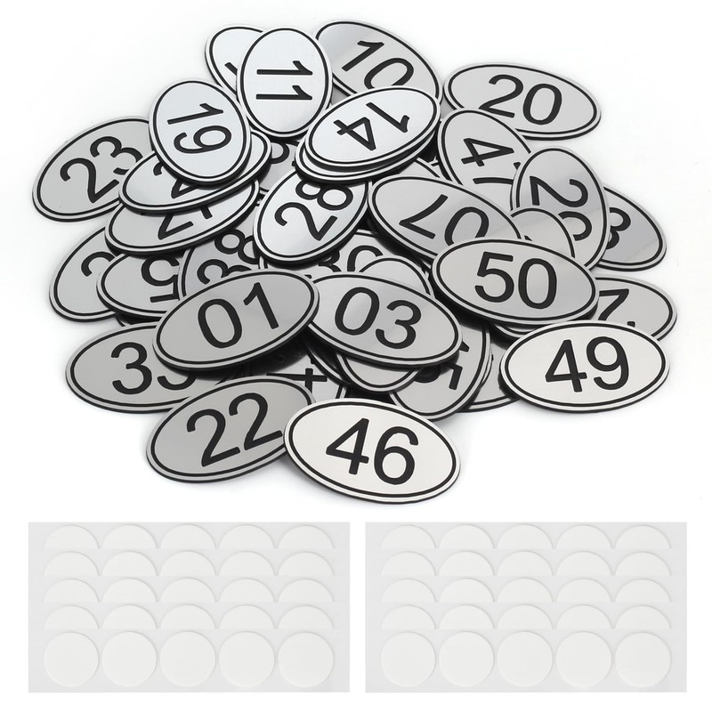 NumRealm Table Numbers Locker Cabinet Number, Oval ABS Engraved Numbers