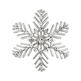 BriLove Xmas Christmas Winter Snowflake Brooch Pin Crystal Elegant Costume Decorative for Women Clear Silver-Tone