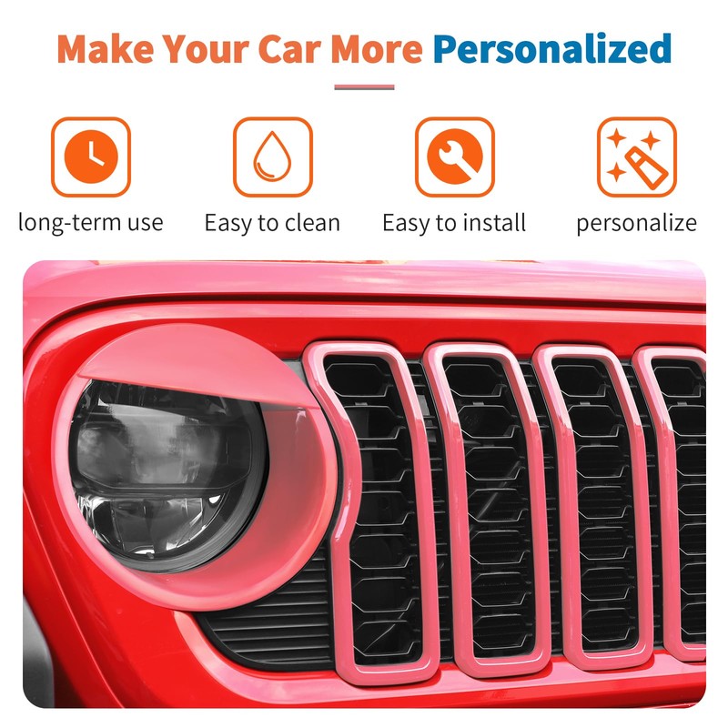 JeCar 9pcs Pink Angry Bird Style Headlight Covers & Grill