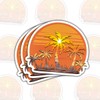(3 Pcs) Palm Tree Sunset Vinyl Sticker - Waterproof Decal