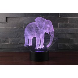Anano 3D Illusion Lamp, Elephant Gifts Toys Decor LED Night Light Lamp 7 Colors Touch Control USB Powered Party Decoration Lamp,3D Visual Lamp for Home Décor Xmas Birthday Gifts