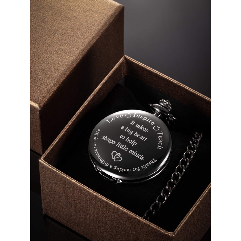 Hicarer Pocket Watch Teacher Arabic Numerals Pocket Watch for Men