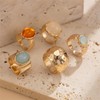 GYRMMUE Vintgae Crystal Gemstone Rings Set,Bohemian Chunky Stackable Rings Bold