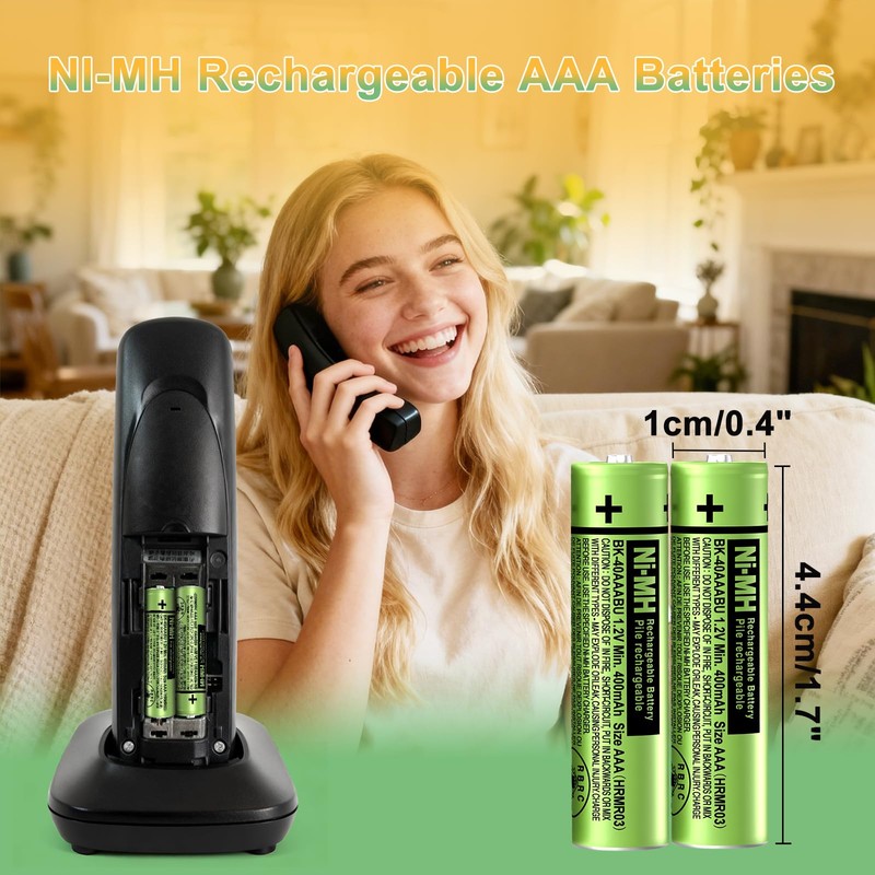 BENNTOP NIMH AAA Rechargeable Batteries 1.2V 400mah for Panasonic Phones