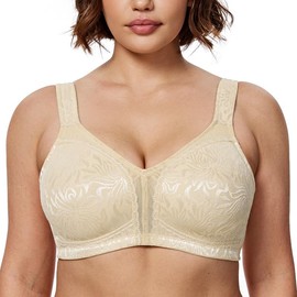 WingsLove Women's Full Coverage Plus Size Everyday Bra Minimizer Wireless Non Padded Wide Straps Comfort and Support for Large Bust(Nude, 40G)