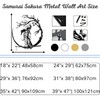 Samurai Sakura Metal Wall Art, Japanese Metal Wall Art Decor,