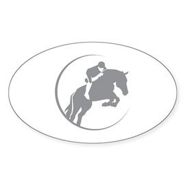 CafePress Horse Jumping Oval Car Bumper Sticker
