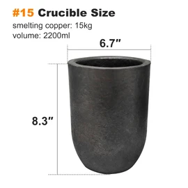Nelyrho #15-15KG Graphite Crucible with Pouring Spout for Melting Metal | Silicon Carbide Crucible, Ideal for Melting, Casting & Refining Aluminum, Gold, Silver, Copper & Brass, 1800°C/3272°F