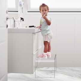 ZVOBUEI Acrylic Step Stool 9in Step Stools for Kids 250-LBS Capacity Rounded and Sturdy Corner Bedroom Kitchen Bathroom Assistance Step Stool Easy to Clean (Non-Slip Stool)