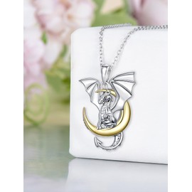 Lypic Dragon Necklace 925 Sterling Silver Dragons Pendant Dragon Jewelry Gifts for Women