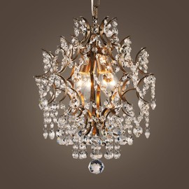 AGV LIGHTING Crystal Chandeliers, Modern Style Pendant Light Fixture with 1-E26-Light Socket, Perfect for Living Space, D13 x H16, Adjustable Chains 59", Brass Finish