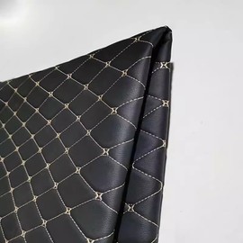 Faux Leather Fabric Foam Quilted Vinyl Diamond Pattern Foam Backed for Cars Seat Cover Furniture Auto Headliner Repair Upholstery Headboards DIY Crafts(Size:1.5x1m/59x39in,Color:White Thread)