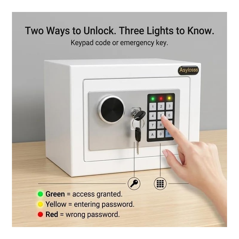 Mini Safe Box, Small Money Safe with Digital Keypad &