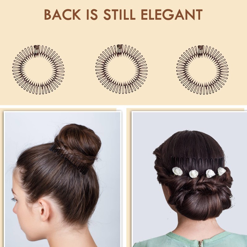 TUICARE 3Pieces Flexible Plastic Circular Stretch Hair Combs, Headband Hairband