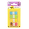 Post-it Tabs, .625 in Solid, Aqua, Lime, Yellow, Red, 10/Color,