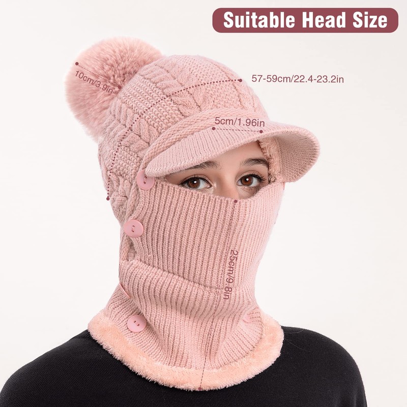 Heveer Warm Knitted Hat Women's Flexible Winter Hat with Neck
