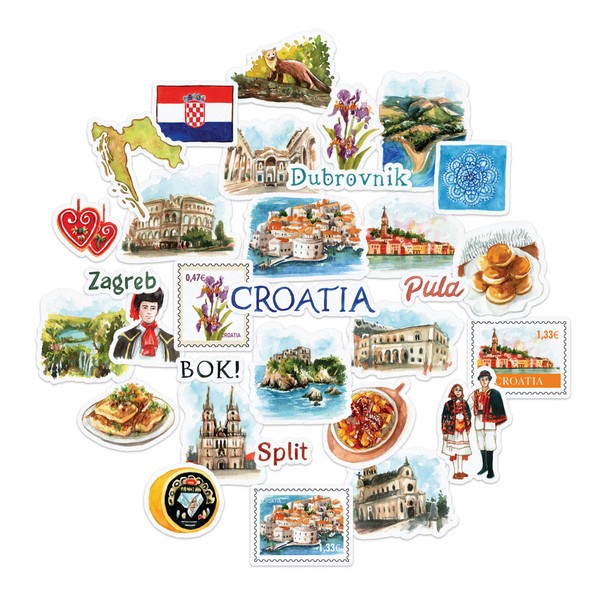 Navy Peony Fascinating Croatia Travel Stickers (Pack of 31) -