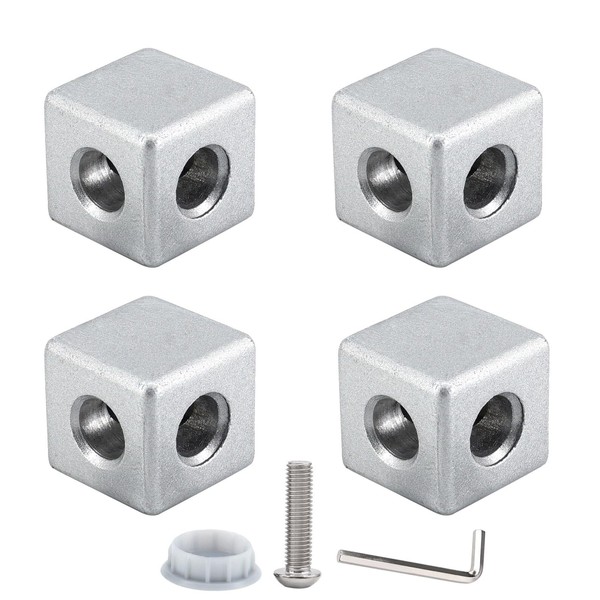 (4 Pieces) Zinc Alloy Cube Corner Bracket T Slot Accessories