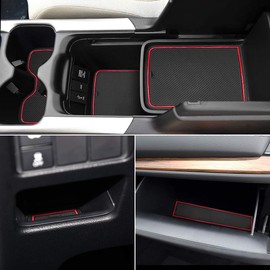 Auovo 20pcs Anti Dust Mats for 2022 2020 2021 Honda CR-V/CRV Accessories Premium Custom Non-Slip Car Cup Holder Inserts, Center Console Liner, Door Pocket Liners Interior(Red Trim)