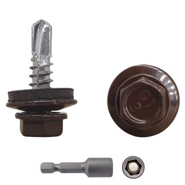 Pack of 25 Metal Roofing Screws 4.8 x 19 mm Self-Drilling Screws with EPDM Washers Painted Hex Washer Tapping Screw (25, RAL 8017)