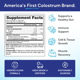 Symbiotics Colostrum 120ct Vegetable Capsules - Immunity Support - Lactoferrin Supplement & Colostrum Protein with Immunoglobulin - 25% lgG Antibodies - Gluten Free