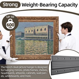 French Cleat Hanger 41 Inch – 3 Pairs Heavy Duty Aluminum Z Bar Clips for Picture Hanging Kit Up to 600 lbs, Interlocking Bracket Cleats Wall Mount Mirror, Frame, Headboard (Black)