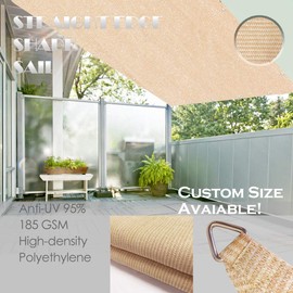 Alion Home Shade Sail - Straight Edge Sun Shade Sail - Shade Cloth for Patio, Pergola, Playground Shade Sails, Backyard Sails, Sail Awning, Deck Shade Sail (5 x 7 FT, Beige)