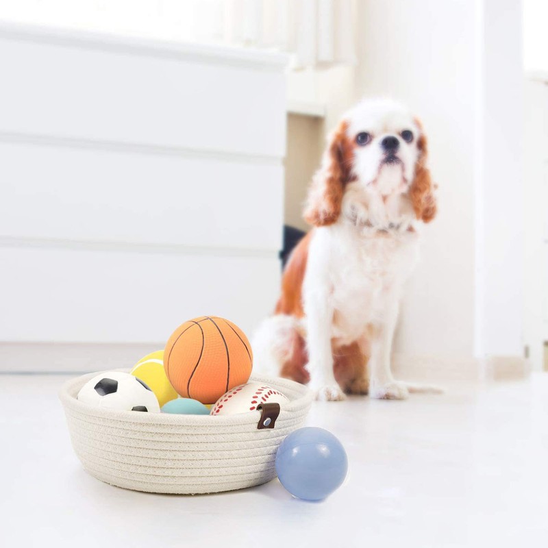 3 Piece Cotton Rope Woven Storage Basket Set Round Cotton