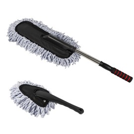 Wuyaoyao 2PCS Car Duster Set, Soft Microfiber Car Duster Interior Exterior, Scratch Free Auto Cleaning Brush with Extendable Handle, Multipurpose Dusting Tool for Auto Office Home Furniture (Gray)