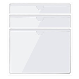 zandfelo 50 Pack Clear Adhesive Index Card Pockets, PVC Labels Holders for Storage Bins and Library Card, Ideal Card Holder with Top Open for Loading and Protecting Your Cards (3'' x 5'')
