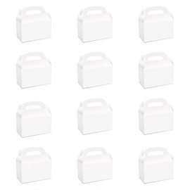 Namhcir 12Pack Party Treat Boxes, Favor Box Candy Boxes with Handles Birthday Gift Boxes Gable Box for Wedding, Anniversary, Christmas (White)