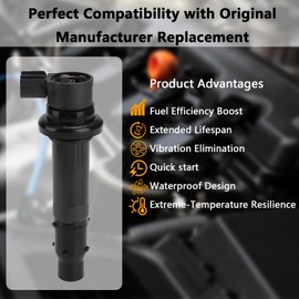 F6T558 OEM Ignition Coil - Compatible with Yamaha 2003-2007 R6 2006-2009 R6S 2002-2006 YZF-R1 2006-2014 FZ1 2009-2016 Vmax 1700 2015 FZS1 - Replaces # 2C0-82310-00-00 39P-82310-10-00 5PW-82310-00-00
