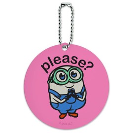 Minions Please Cute Bob Round Luggage ID Tag Card Suitcase Carry-On