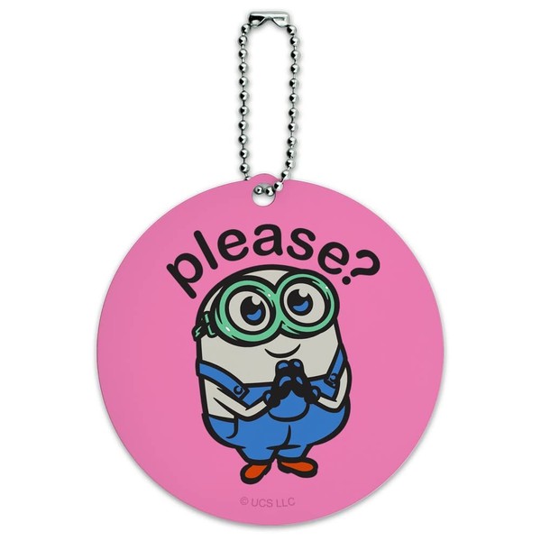 Minions Please Cute Bob Round Luggage ID Tag Card Suitcase