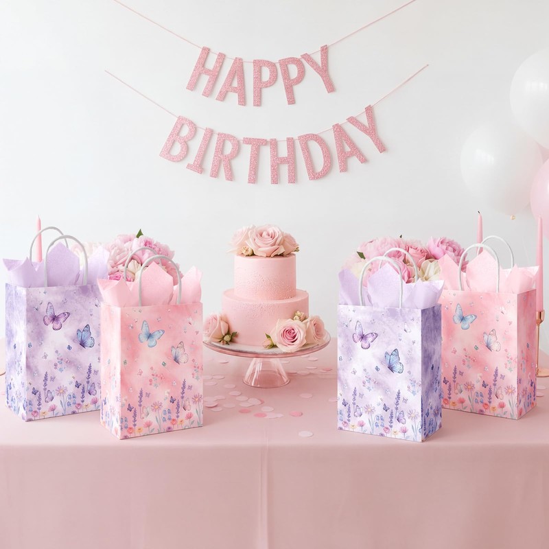 Kolldenn 24 Pack Butterfly Party Favor Gifts Bags with 30