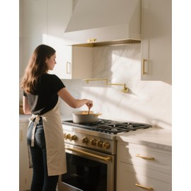 Fransiton Brushed Gold Pot Filler, Pot Filler Faucet Wall Mount, Brass Folding Stretchable with Double Joint Swing Arm Single Hole Two Handles Kitchen