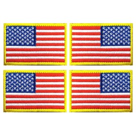 Parche de la bandera estadounidense estadounidense regular y invertida, Dorado, 1