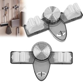 Broom Holder Wall Mount - No Drill Stick Broom Organizer for Bathroom, Kitchen, Laundry Room, Heavy Duty Broom Gripper Hanger, Space-Saving Broom Storage Holder, 2 Pack