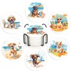 Drink Coasters with Holder,6 Pcs Dog Beach Absorbent Ceramic Drink