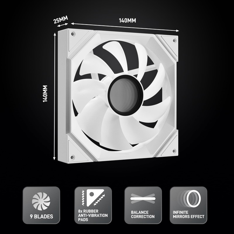 DARKROCK F140 140 mm Infinity Mirror Design Case Fan with
