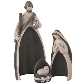 Nesting Nativity Set with Bow- Nativity Sets for Christmas Indoor - Christmas Nativity Set - Manger Scene Christmas - Holy Family Nativity Scene - Christmas Nativity - (3 PC Set)