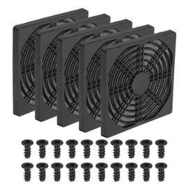 PATIKIL 120mm Fan Grill with Screws, 5 Pack ABS Resin Frame Ventilator Grill Protector Mesh Dustproof Case Cover for Computer PC, Black